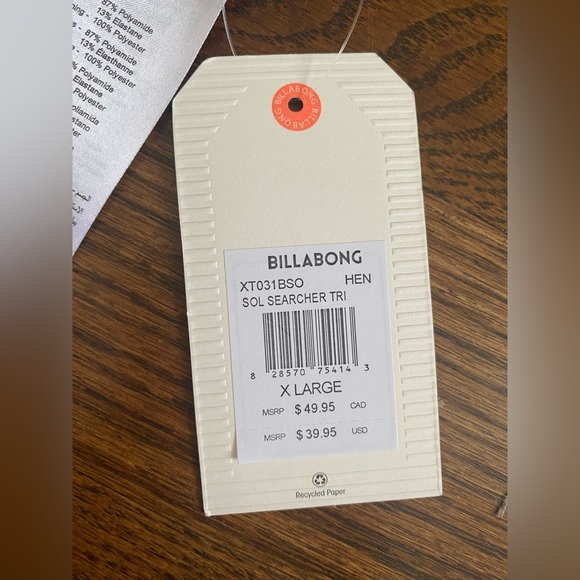 Billabong Sol Searcher Tanga Bikini Top Only in Color Henna NWT - Picture 6 of 6